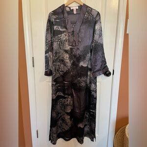 Oscar de la Renta Pink Label Vintage Satin Kaftan Satin Long Sleeve Dress